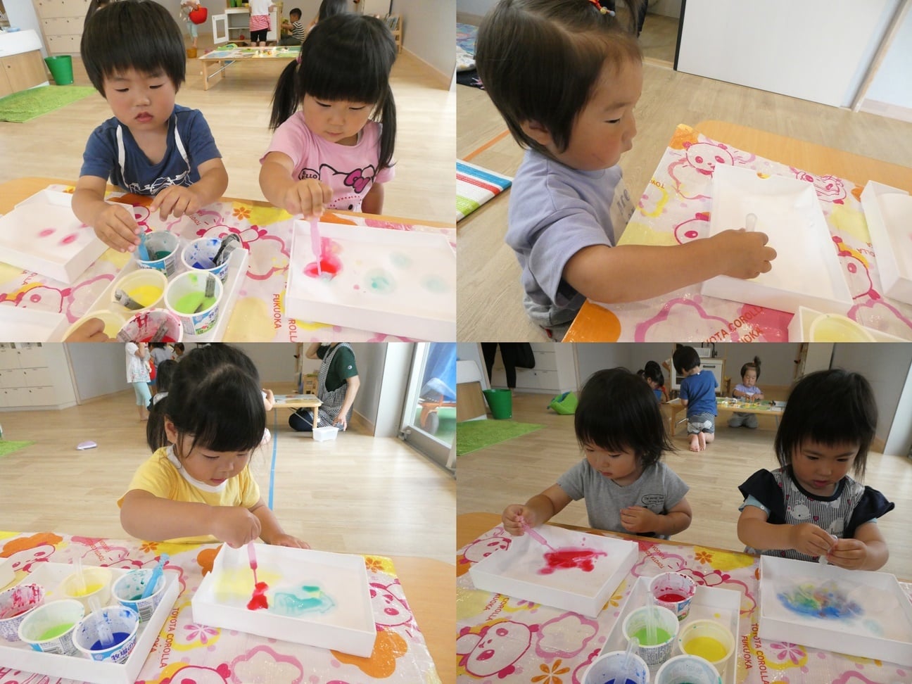 にじみ絵遊びをしたよ 2歳児